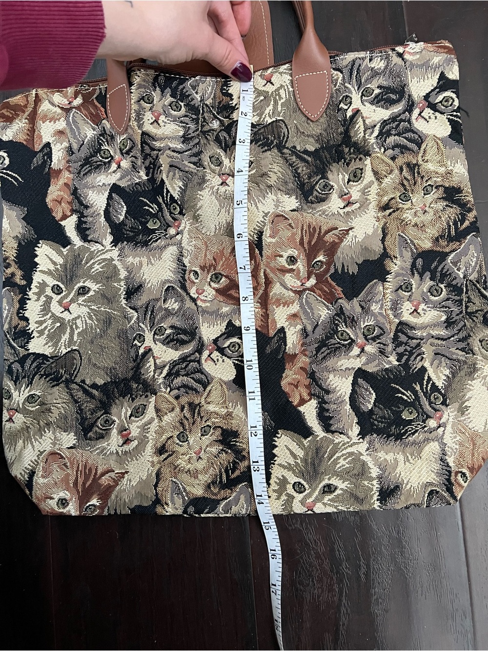 Cat Tapestry Tote Bag Cottagecore Whimsigoth Handbag - Picture 5 of 8